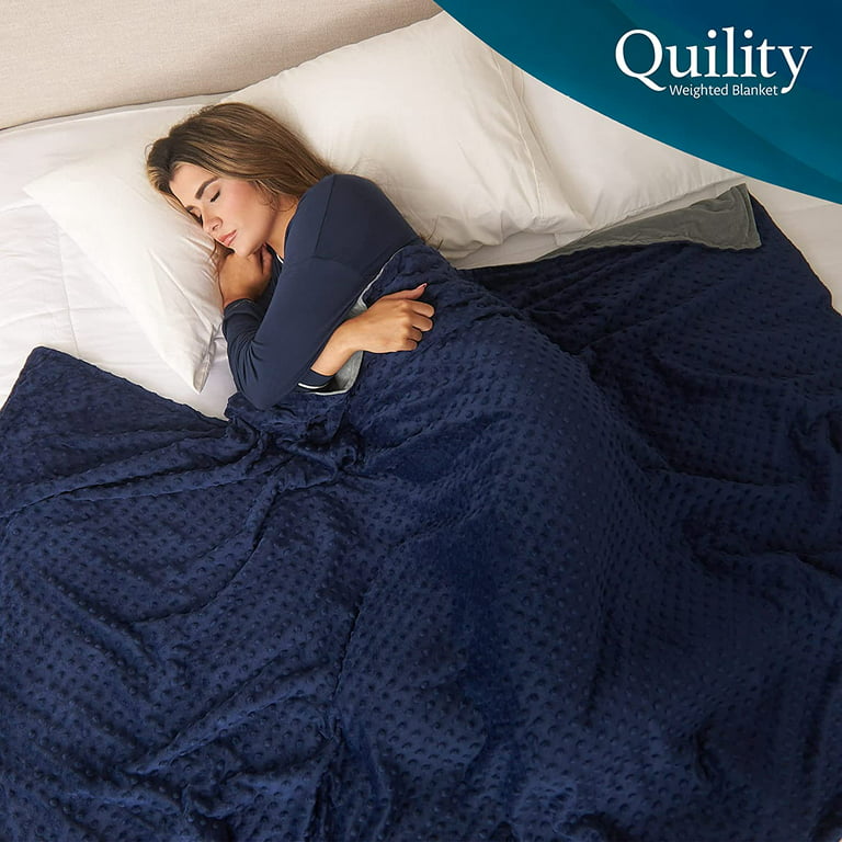 Quility Premium Weighted Blanket with Soft Cotton Cover, 60x80, 20 lbs,  Navy Blue 