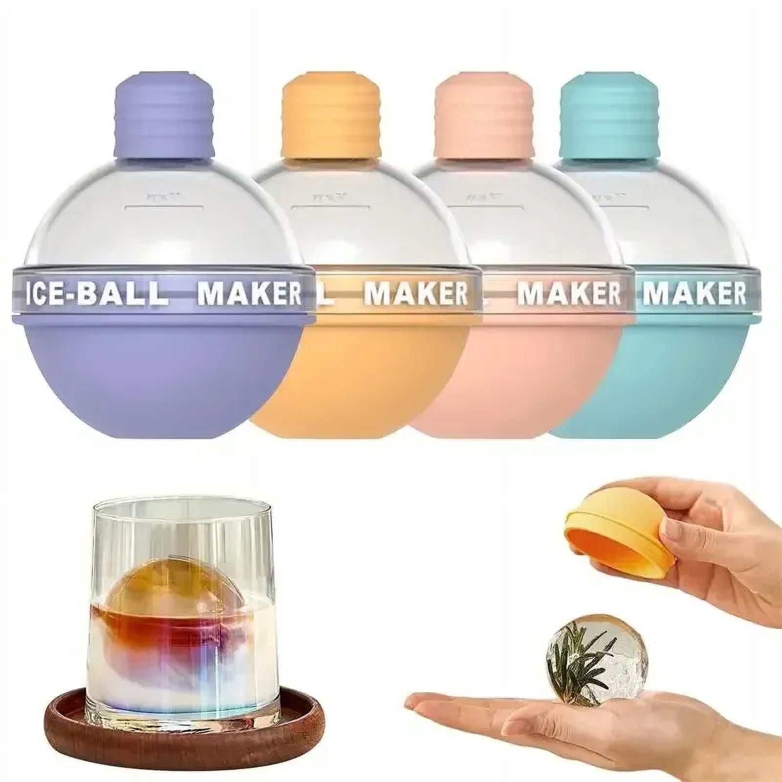 Ice Cube Mold Round Ice Hockey Premium Silicone Ice Sphere Molds Seamless 2.5in Ice Balls Kitchen Must-Have for Chilled