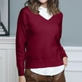 thumbnail image 2 of Sentmoon Workout Tops Long Sleeve Sweaters Oversized Solid Color Loose Lightweight and Warm Spring Outfits for Women 2025 Fall and Winter for Cozy Family Time Wine XXL, 2 of 4