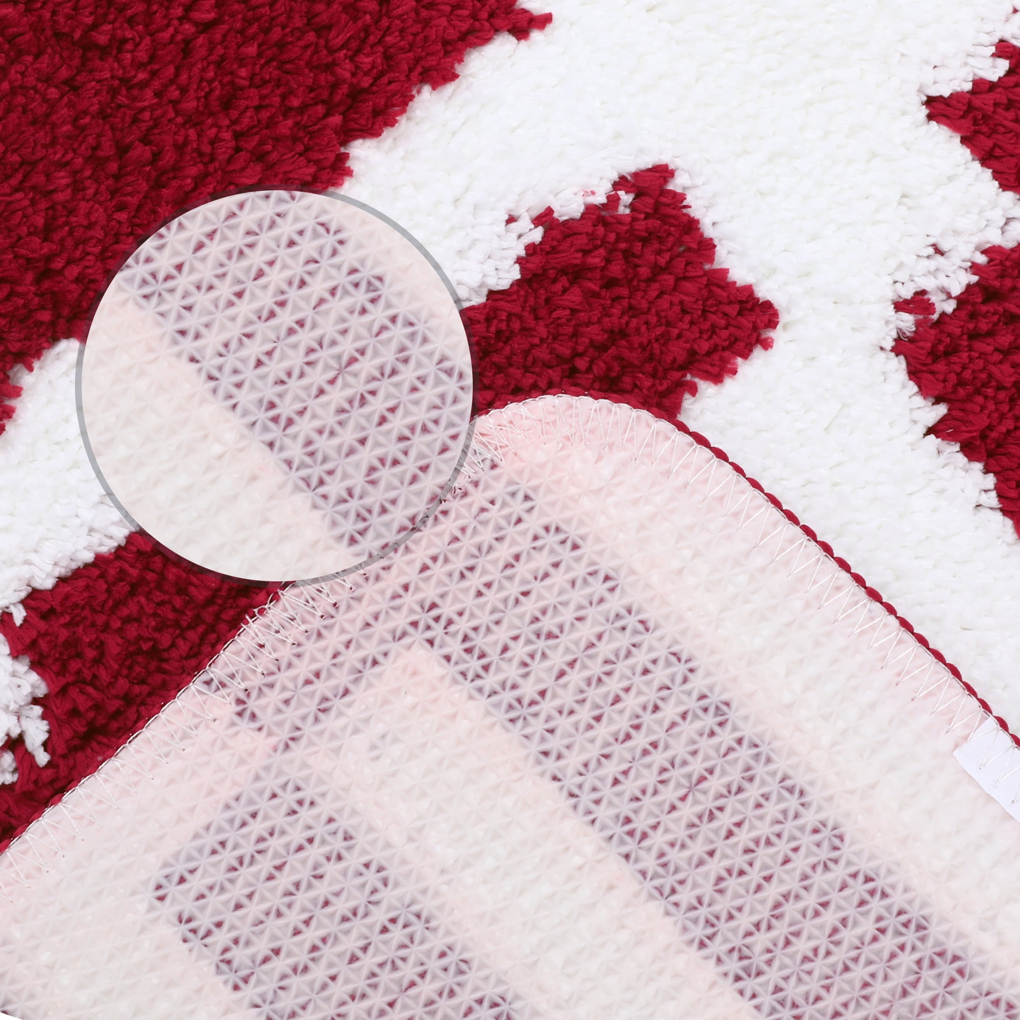 Unique Bargains Geometric Patterns Bathroom Rugs Soft Absorbent Bath Rugs Red 20" x 32"