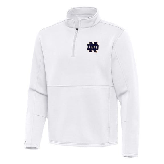 Men's Antigua White Notre Dame Fighting Irish Twist Quarter-Zip Pullover Jacket
