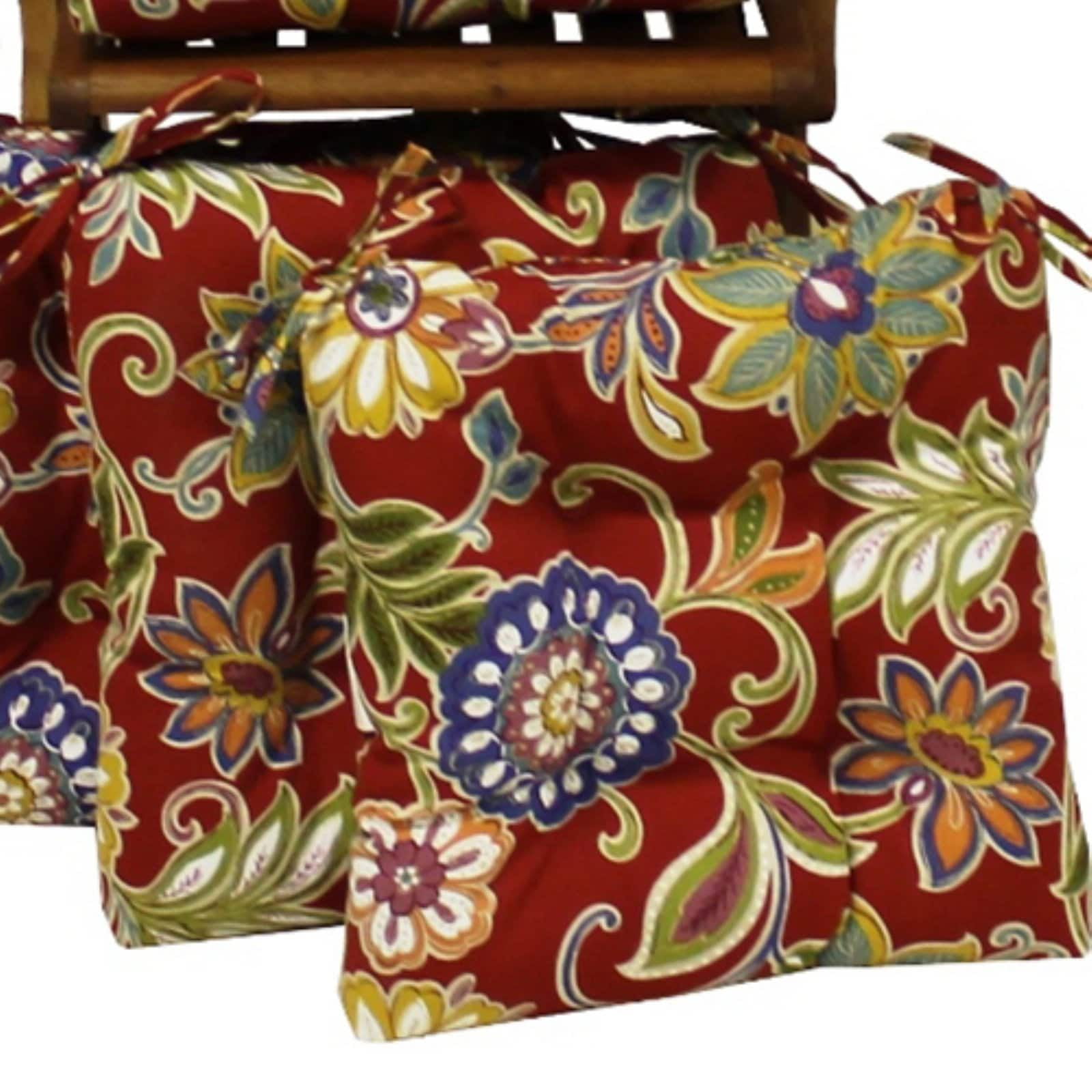 Kingsley Stripe Ruby Set of 3 Blazing Needles U-Shaped Spun Polyester Tufted Settee Cushion Set 