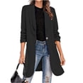 thumbnail image 1 of Langwyqu Solid Color 3/4 Sleeve One Button Lapel Long Blazer Coat, 1 of 5