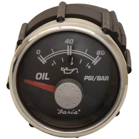 Faria Boat Oil Pressure Gauge GPBC045A | 2 Inch Silver Black