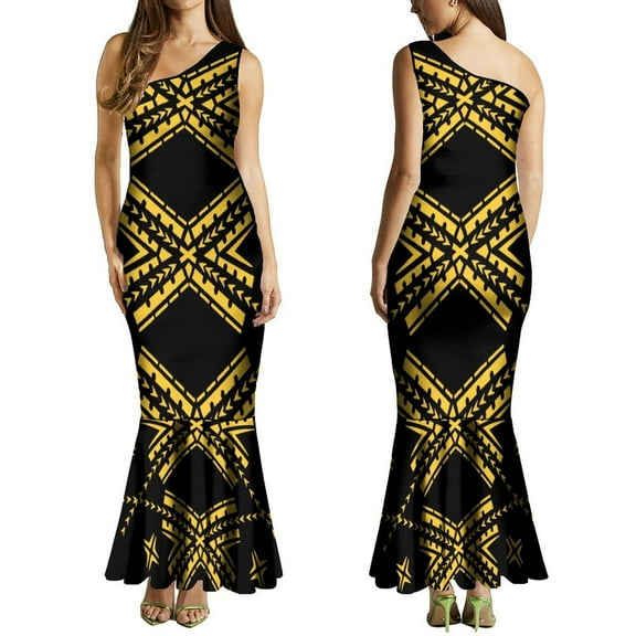 2024 Summer Women's Dress Polynesian Dress Sleeveless Shoulder Design Long Dress Tailored Dress With Elegant Flplum Derss