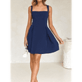 thumbnail image 6 of Womens 2025 Mini Sleeveless Dress Backless Tie Square Neck Short Party Dress Navy Blue L, 6 of 7