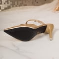 thumbnail image 6 of Samdudou Heels for Women Pointed Closed Toe Stiletto Mules Ruched Slip On Dress Pumps with Double Ankle Straps for Wedding Evening, 6 of 9