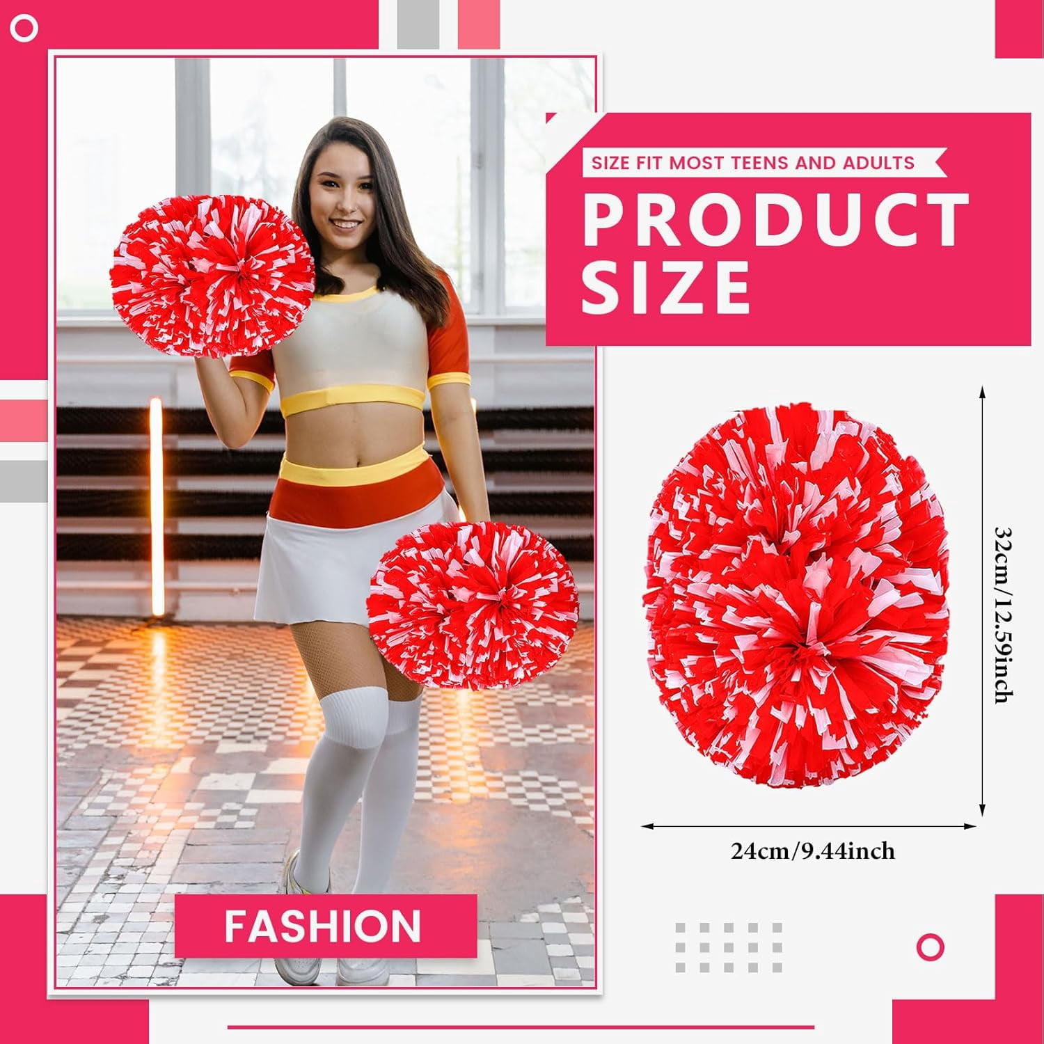 8 PCS Metallic Cheerleading Pom Pom for Team Spirit Sports Dance Cheering Kids Adults
