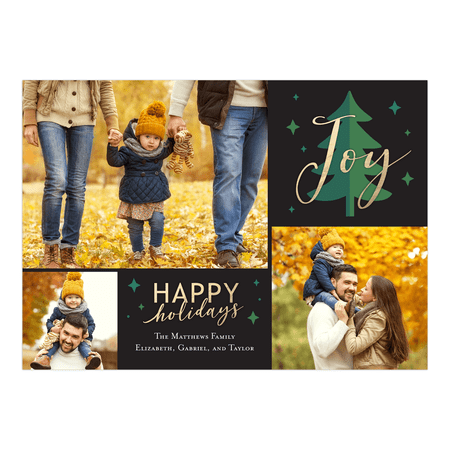 Christmas Photo Birth Announcements - Personalized Holiday Photo Card - Joyful Tree