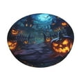 Bar Stool Covers Round, Halloween Pumpkin Castle Purple Washable Round