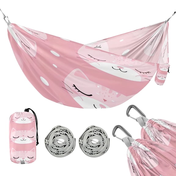 Hammock Camping Hammock Nylon Portable Hammock Travel Camping Hammock Pink Closed Eyes Cat