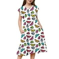 thumbnail image 4 of Robes Décontractées pour Grandes Filles, Fête, Manches Volantées, Imprimé Coloré, Robe à Étages, Vêtements pour Enfants à Taille Extensible, Taille 12-13T, 4 of 6