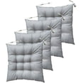 thumbnail image 1 of Xiao Hua Juego de 4 cojines cuadrados de capitoné para silla, con lazos, color gris, 45 x 45 x 7,6 cm, 1 of 5