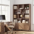 thumbnail image 4 of Gymax Bookshelf w/ Doors 5-Tier Floor Standing Bookcase w/ 2 Anti-Tipping Kits Walnut, 4 of 10