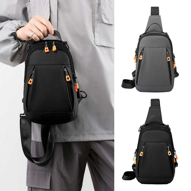 Xihbxyly Mochila Bandolera Unisex, Diseño Ligero de Nailon, Correa Ajustable para El Hombro, Ideal para Senderismo, Ciclismo y Gimnasio, Color Negro y Gris, 18 X 8 X 30 Cm.