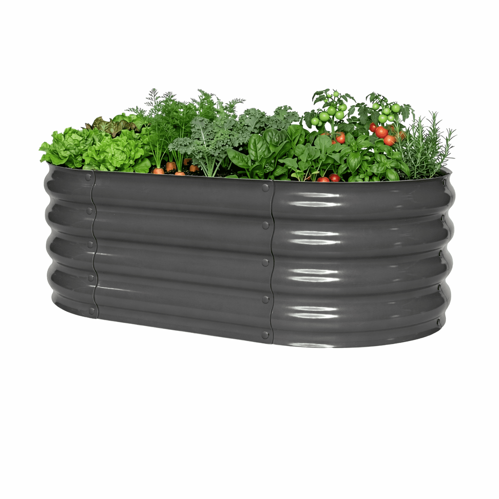 NuVue Products RIGID-Cast 4-in-1 Outdoor Gray Modular Raised Garden Bed – 14" High with 4 Configurations