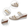 thumbnail image 4 of Womens Espadrilles Platform Wedge Slip on Sandals Fashion Metallic High Heel Dressy Slides for Women, 4 of 8