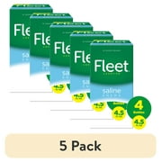 (5 pack) Fleet Laxatives, Saline Enema for Adult Constipation Relief, Prefilled Enema Kit for Fast Acting Constipation Relief, 4.5 fl oz, 4 Bottles