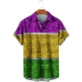 thumbnail image 2 of Aloohaidyvio Mens Mardi Gras Shirts Mens Casual Button Down Short Sleeve Hawaiian Shirt 2025 Mardi Gras Clothing Clearance, 2 of 4
