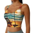 thumbnail image 2 of Fotbe Beach Umbrella Sunset Sujetador Deportivo Largo sin Aros para Mujer con Almohadillas y Soporte Medio, Transpirable y Absorbente, Camiseta Tipo Chaleco o Tank Top-Large, 2 of 8