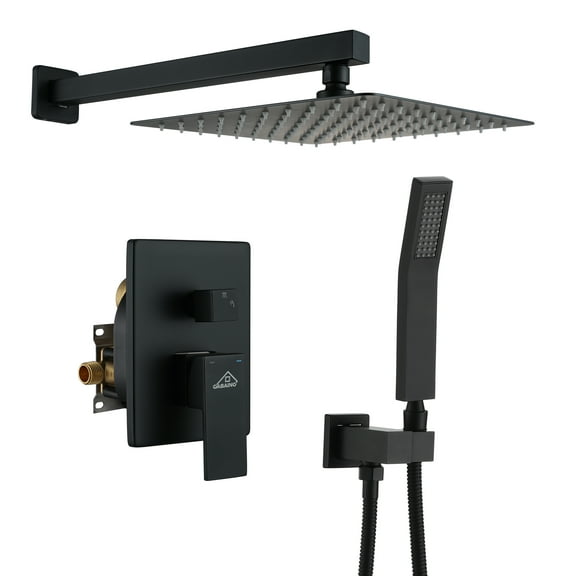 CASAINC 2-Function 10 in.Wall-Mounted Shower System in Matte Black