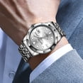 thumbnail image 3 of OPK Watches for Men Stainless Steel Business Dress Luxury Big Large Face Waterproof Quartz Analog Mens Watches with Date Wrist Men Watch Reloj para Hombre (Gold/Blue/Black Dial), 3 of 12