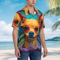 thumbnail image 2 of KLL Men's Hawaiian Shirt Short Sleeve Button Down Beach Shirts-Colorful Textured Chihuahua, 2 of 5