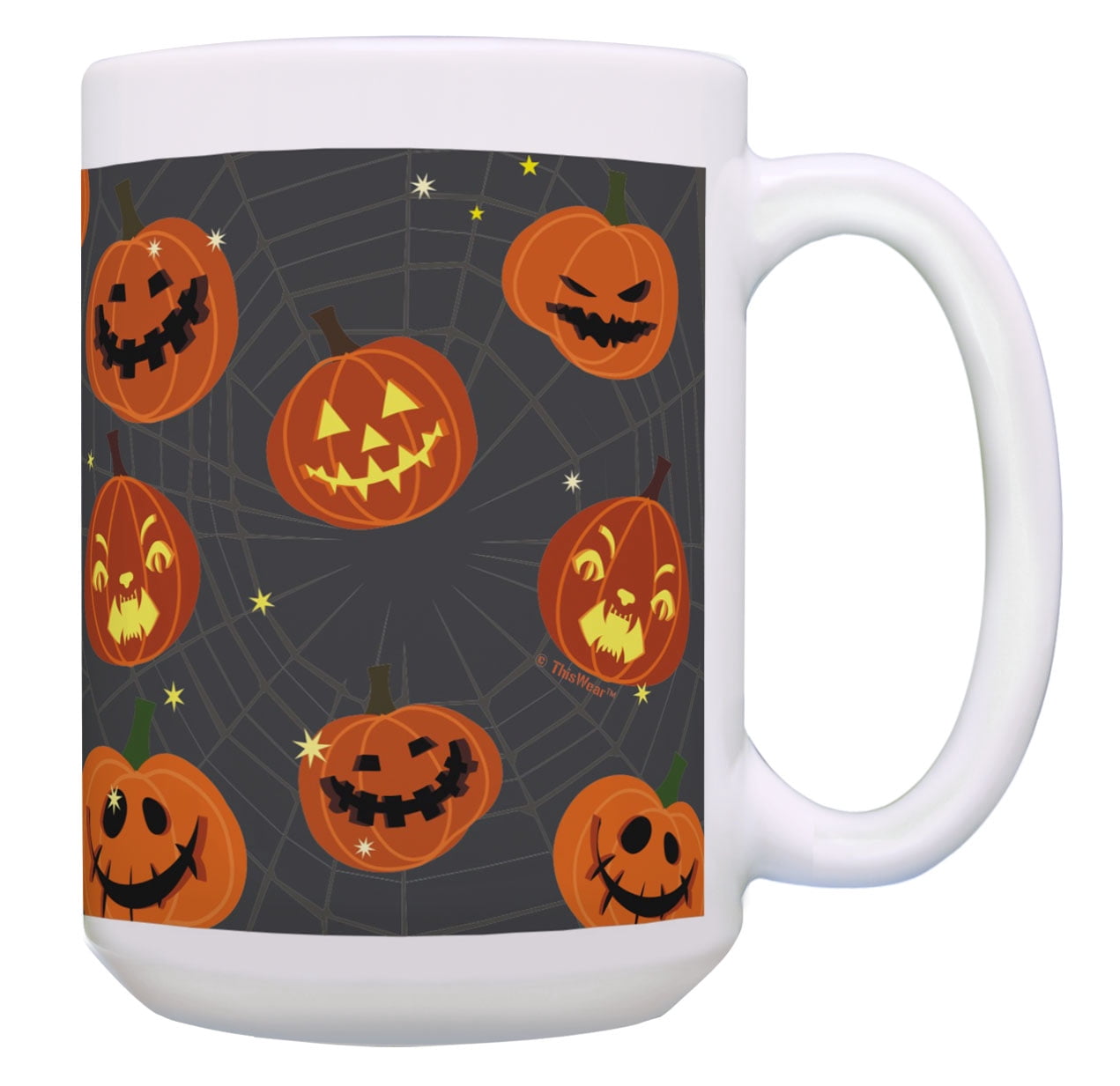 ThisWear Scary Halloween Cup Pumpkin Face Mug Large Jack-O-Lantern Mug ...