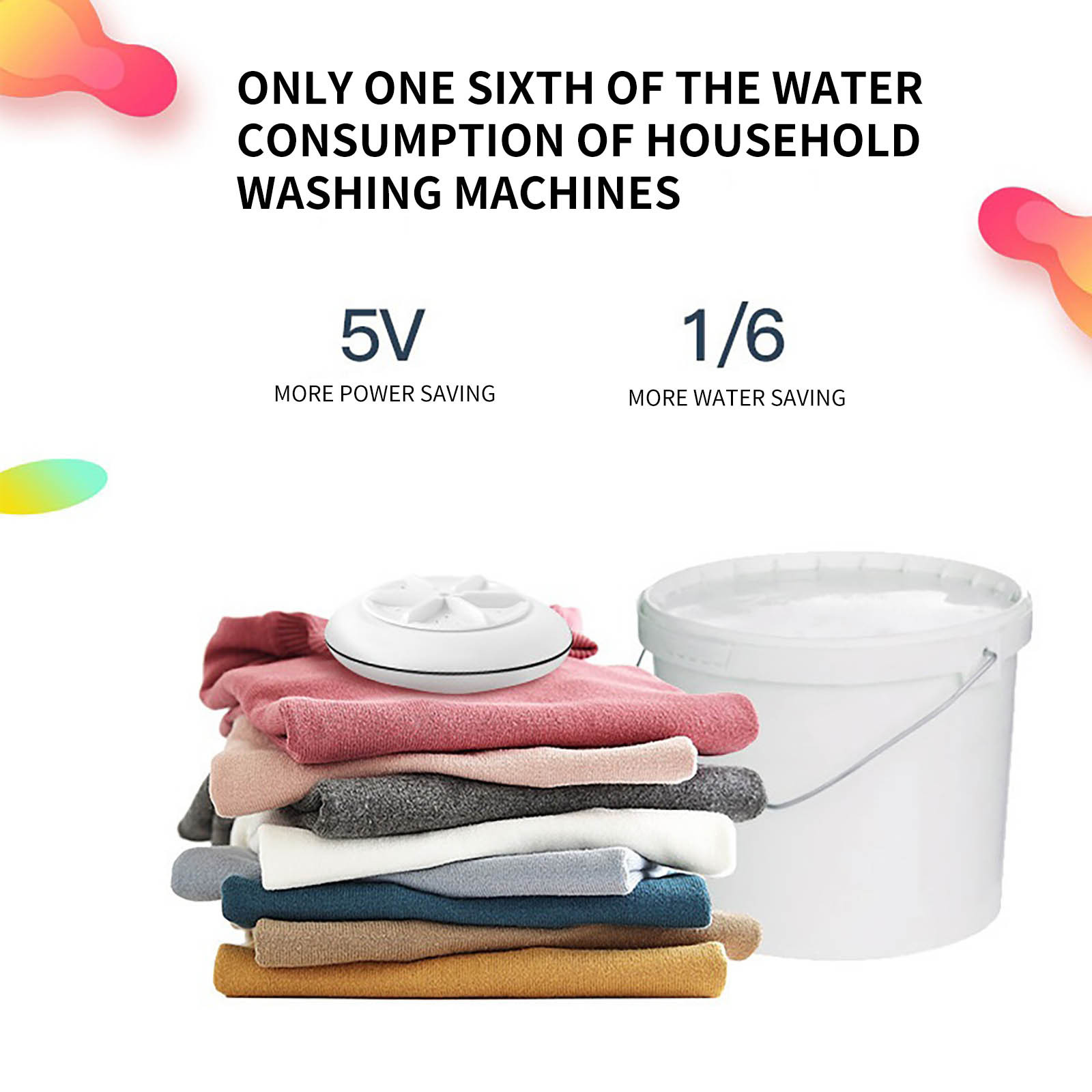 cpengpj Mini Washing Machine, Travel USB Powered Clothes Washer Cleaner for Underwear Shirts, ABS Material, 6.5W Low Power, 450RPM, Energy Saving, No Detergent Needed, Compact Size 143x136x55mm