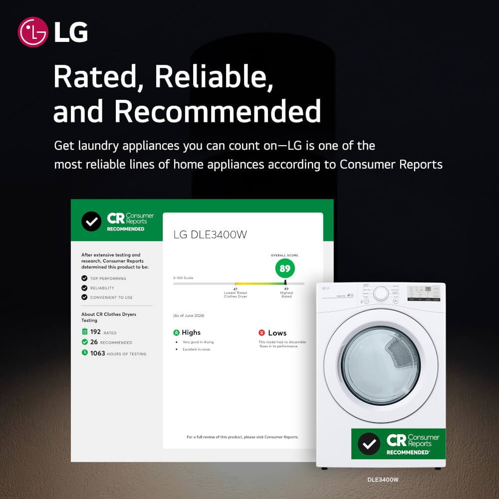 LG DLE3470W Electric Dryer - Thumbnail 5