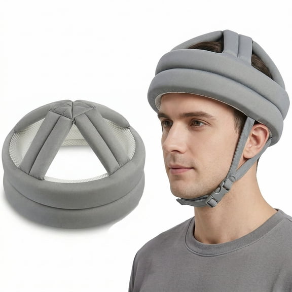 Lsupdaol 1 Pcs Anti Fall Elder Head Safety Helmet for Adults Special Needs Thick Soft Protective Hat Adjustable Seniors Fall Prevention Head Protection Cap Elderly Helmet for Injury Protection (Grey)