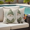 thumbnail image 5 of Spring Green Gnome Pillow Covers 2 Pack Flower Eucalyptus Leaf Green Watercolor Linen Texture Pillowcase Waterproof Outdoor Throw Pillow Cover for Patio Garden Square Cushion 20”x20”, 5 of 9