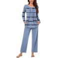 thumbnail image 3 of Aoujea 50% Off Clear! Plus Size Womens Pjs Sets Long Sleeve Pajamas for Women Comfy Fashion And Casual Loose Printed Round Neck Button Up Long Sleeved Pants Pajama Set Deals, 3 of 7