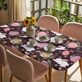 thumbnail image 3 of Easter Bunny Eggs Table Cloths for 4 Foot Rectangle Tables, Spring Leaves Daisy Flowers Vintage Purple Patio Waterproof Elastic Fitted Tablecloths, Washable Rectangular Table Cover for Camping, 3 of 8