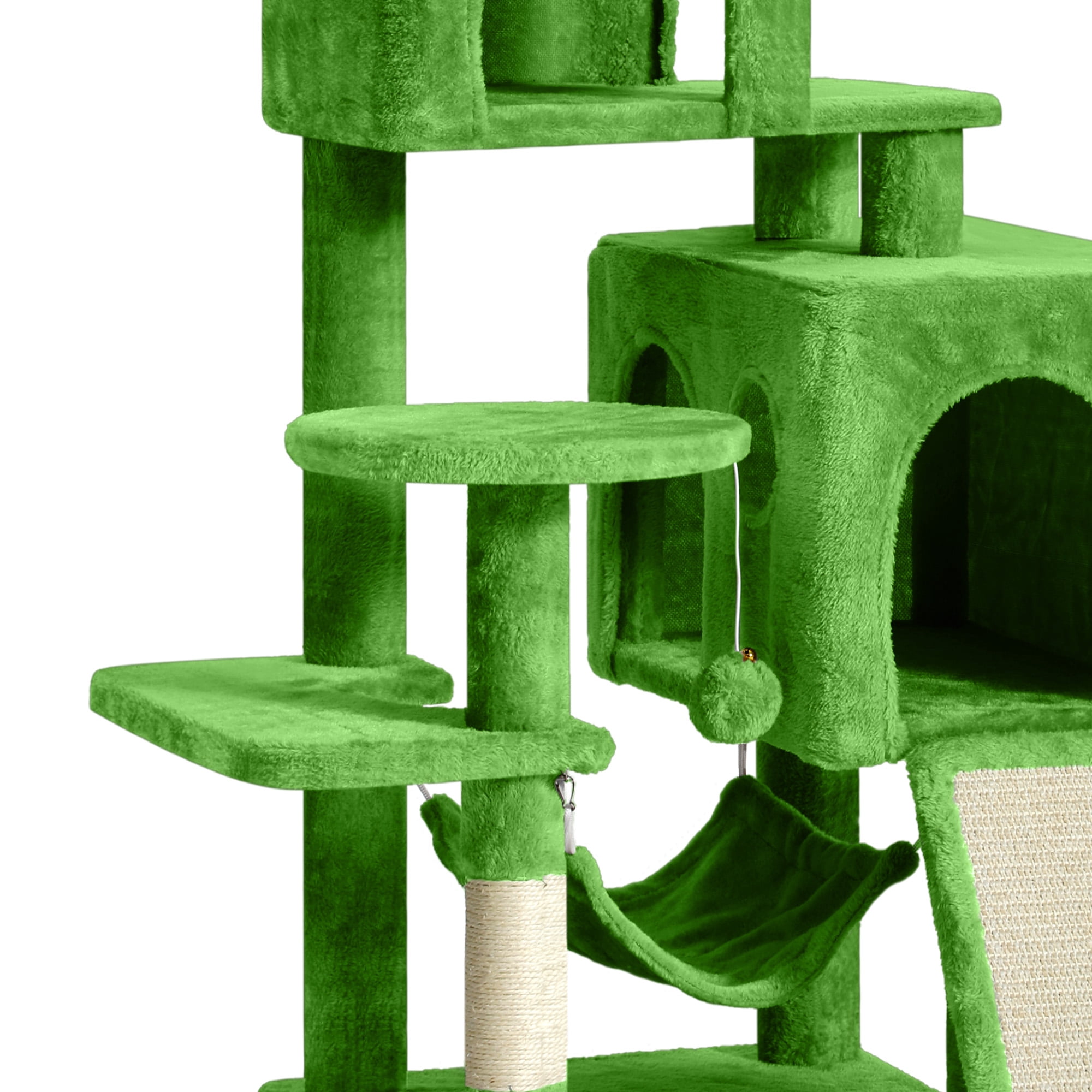 Uforic Cat Tree Tower 54" Multi-Level Cat Condo with  Scratching Posts&Hammock, for indoor Small Cats, Green