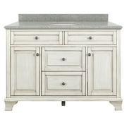 Corsicana 49" Antique White Vanity with Rushmore Grey Granite Top