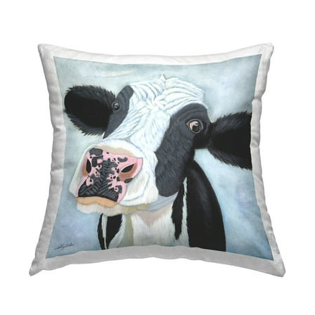 Stupell Industries Funny Cow Gaze Decorative Printed Throw Pillow Design by Ashley Justice.