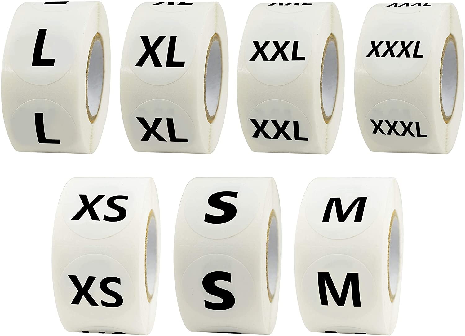 3500 Pcs Clothing Size Stickers Labels in Full 7 Sizes (XS, S, M, L, XL, XXL, XXXL)for Clothing T Shirts Retail with Perforation Line, 1