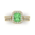 thumbnail image 2 of Clara Pucci 14K Yellow Gold 2.16 Simulated Green Diamond Engraveable Engagement Ring + Wedding Band Set, 2 of 7