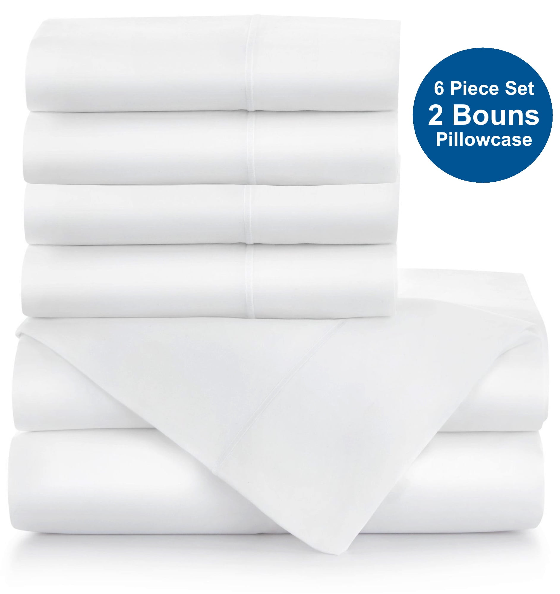 1000 Thread Count Bed Sheet Set, Combed Cotton Blend Sateen Deep Pocket