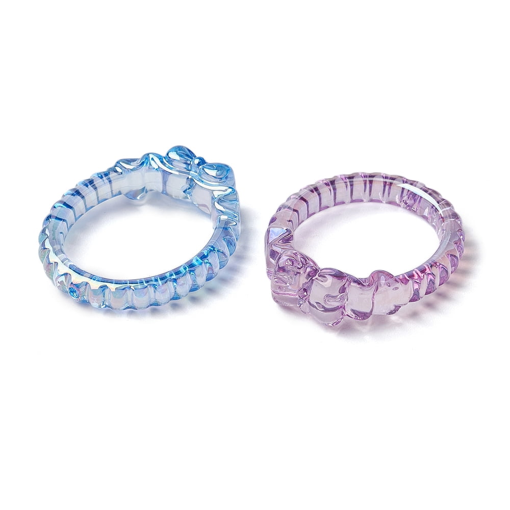 Acrylic Beads Oval with Bowknot Mixed Color 42x35x11mm Hole: 2mm