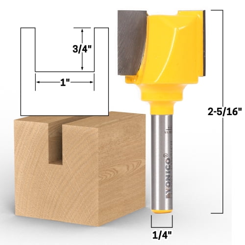 1" Diameter X 3/4" Height Straight Router Bit - 1/4" Shank - Yonico 14030q