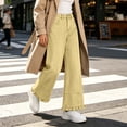 thumbnail image 4 of Axiiglly Wide Leg Jeans for Women Trendy Ruffled Hem Button Zipper High Waisted Straight Leg Baggy Jeans Casual Loose Denim Pants with Pockets S-3XL, 4 of 7