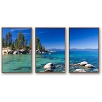 IDEA4WALL 3 Piece Framed Canvas Wall Art for Living Room, Bedroom Lake Tahoe Canvas Prints for Modern Home Decoration Ready to Hang