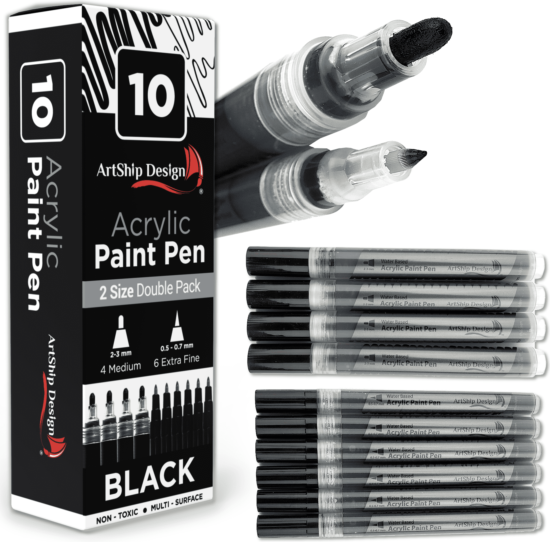 10 Black Acrylic Paint Pens Double Pack Of Both Extra Fine And Medium   Edc3f3c6 9bea 47c4 B236 A0b8e5cc364c.4012b5b98bb27fb8ae49923d9f6c12c5 