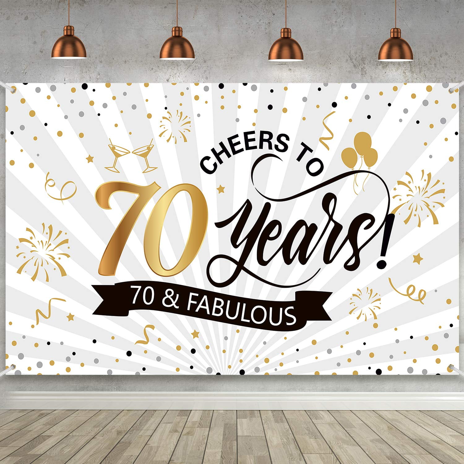 70Th Birthday Decorations Backdrop Banner for Men, Happy 70Th