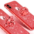 thumbnail image 4 of SOGA Diamond Bling Glitter Cute Phone Case with Kickstand Compatible for iPhone Xs Max Case, Rhinestone TPU Bumper with Magnetic Ring Stand Girls Women Cover for Apple iPhone Xs Max 6.5 [Red], 4 of 5