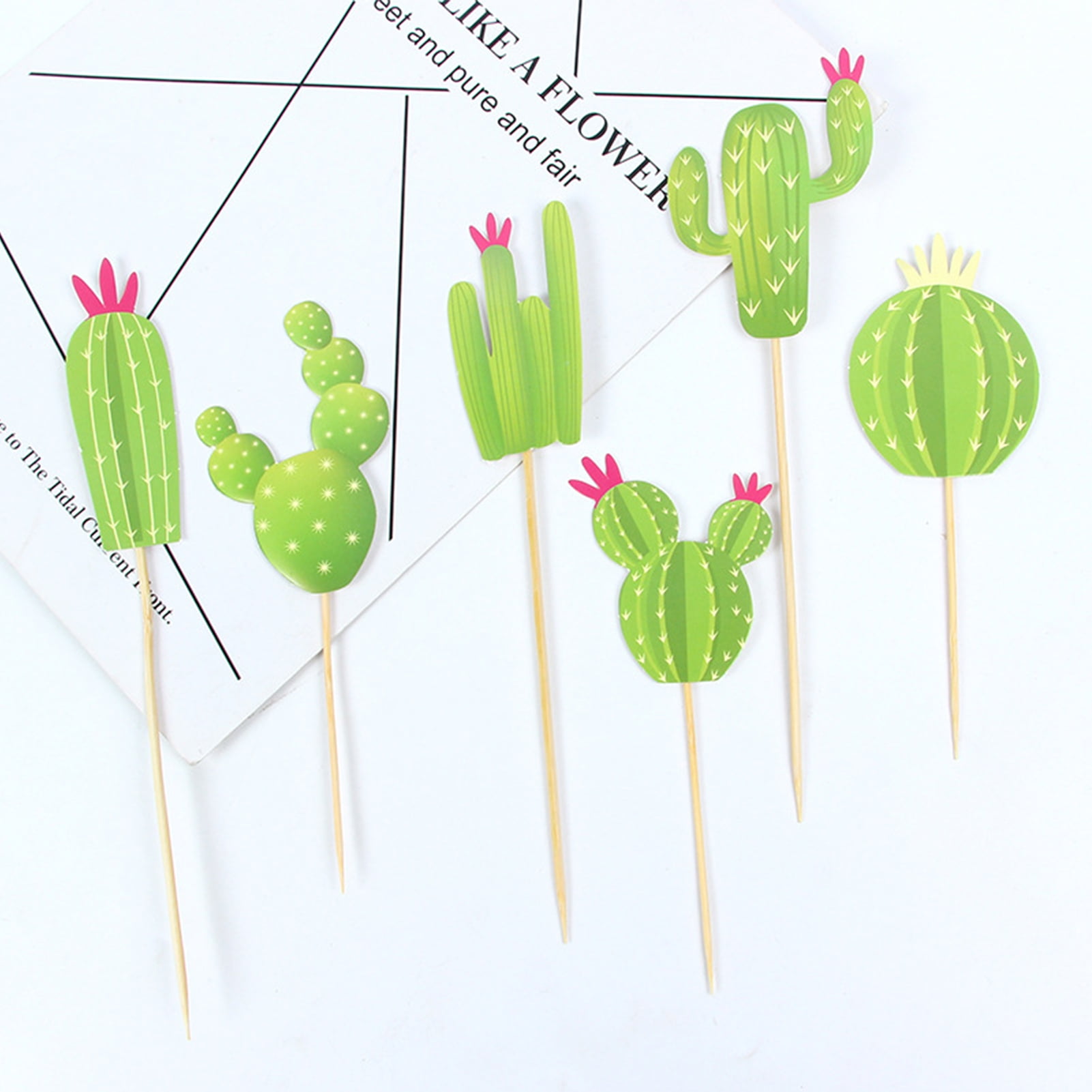 Happy Birthday Script Cactus Wood Cake Topper, , Jamboree