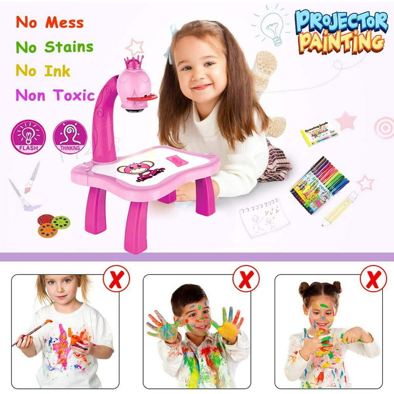 Drawing Projector Music Table For Kids,Trace And Draw Projector Toy,Art  Painting Drawing Table Led Learning Projector Toddler Child Drawing Playset  Educational Toys For Kids Boys Girls Age 3+