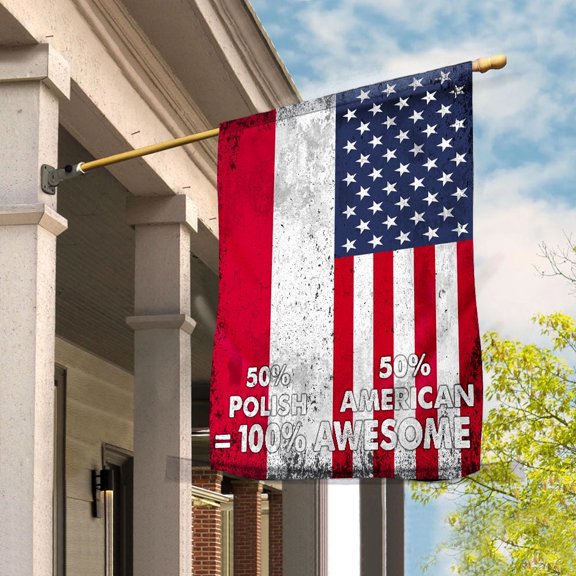 Flag American Half Polish Flag Polish American Friendship Poland U.S.A Patriotic Proud Garden Flag, Double-Sided Decorative Outdoor Flag, Patriotic Polyester Yard Flag 12 x 18 in